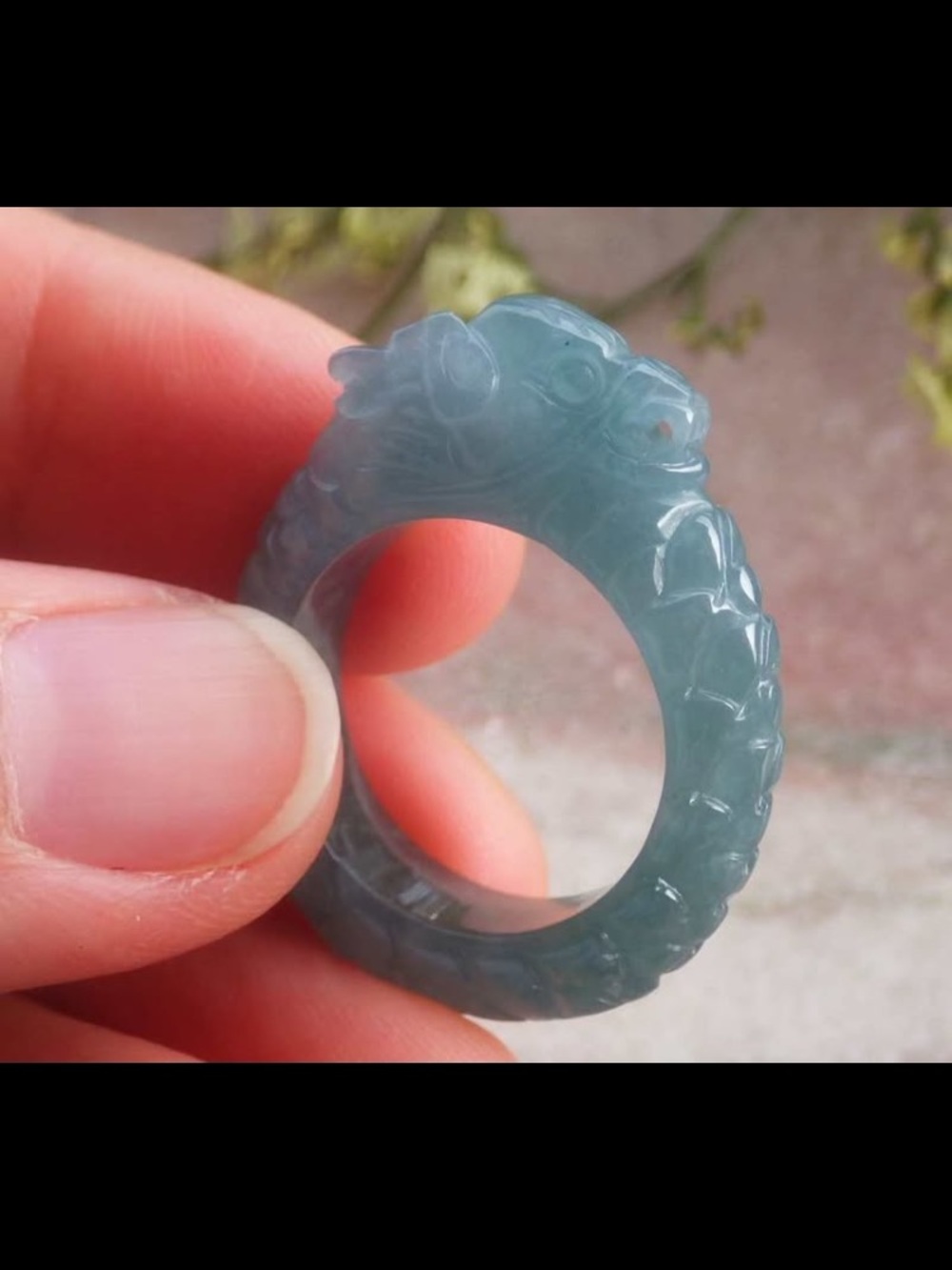 Certificate Jadeite jade Green wealth Dragon Ring Size6.75